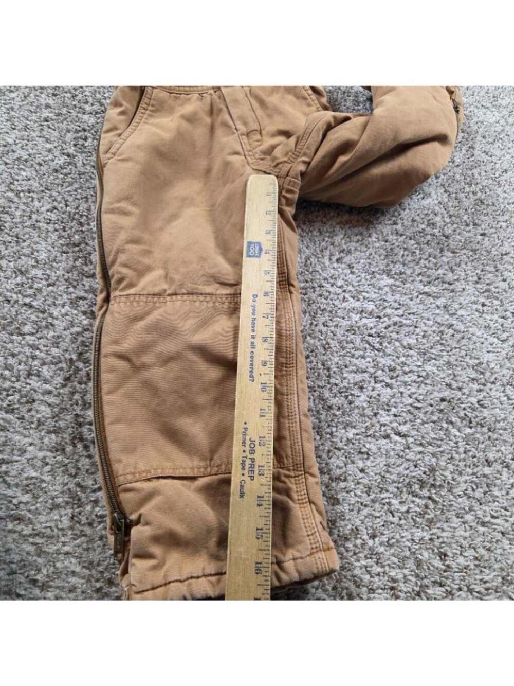 Walls Overalls Kids Small 6/7 Brown Insulated Canvas Workwear Double Knee Bib - Picture 4 of 5